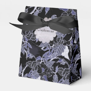 Elegant Blue & Gray Dark Floral Zelt Favor Box Geschenkschachtel