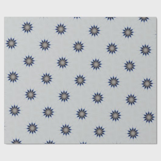 Elegant Blue Gray Kaleidoskop Blume Floral Geschenkpapier (Flach)