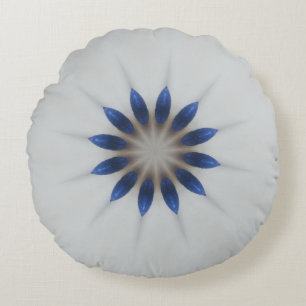 Elegant Blue Gray Kaleidoskop Blume Floral Rundes Kissen