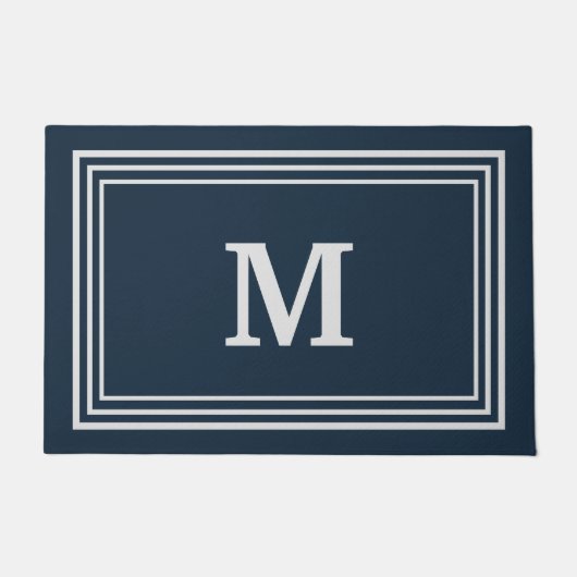 Elegant Blue Gray Mit Monogramm Fußmatte (Vorderseite)