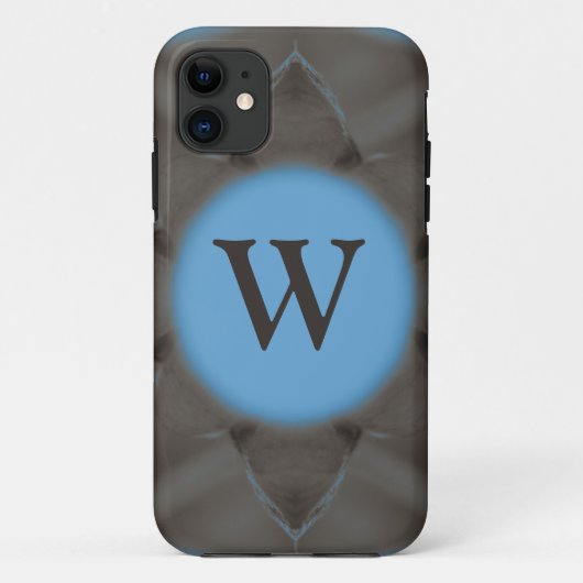 Elegant Blue Gray Monogramm Case-Mate iPhone Hülle (Rückseite)