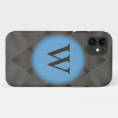 Elegant Blue Gray Monogramm Case-Mate iPhone Hülle (Rückseite (Horizontal))