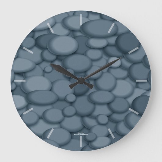 Elegant Blue Gray River Rock Clock Große Wanduhr (Vorderseite)
