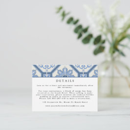 Elegant Blue Greece Tile Wedding Begleitkarte
