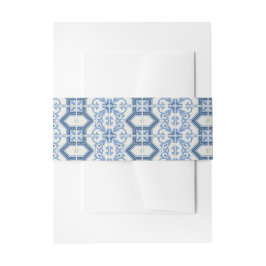 Elegant Blue Greece Tile Wedding Einladungsbanderole