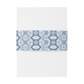 Elegant Blue Greece Tile Wedding Einladungsbanderole (Rückseitenbeispiel)