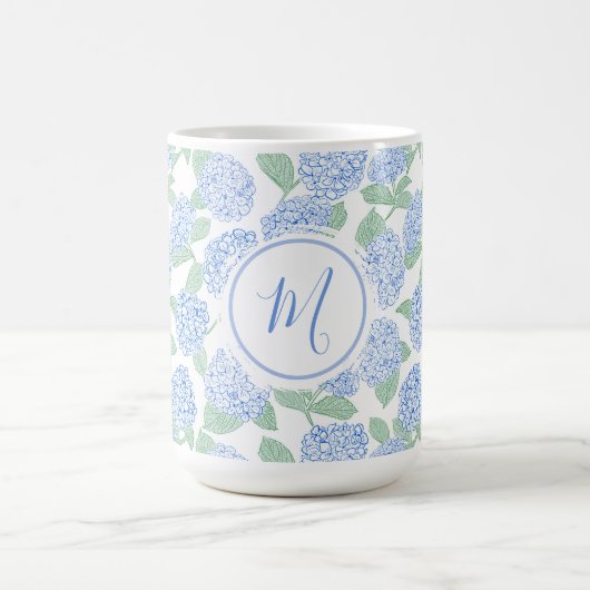 Elegant Blue Green Hydrangea Preppy Personalised Kaffeetasse (Mittel)