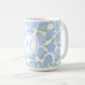 Elegant Blue Green Hydrangea Preppy Personalised Kaffeetasse (VorderseiteRechts)