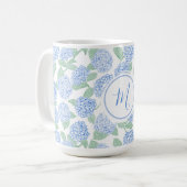 Elegant Blue Green Hydrangea Preppy Personalised Kaffeetasse (Vorderseite Links)
