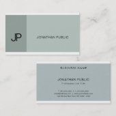 Elegant Blue Green Modern Monogram Beruflich Visitenkarte (Vorne/Hinten)
