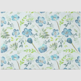 Elegant Blue Green Watercolor Floral Seidenpapier