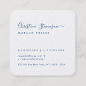 Elegant Blue Greenery Mandala Script Signature Quadratische Visitenkarte (Rückseite)