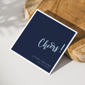 Elegant Blue Hand Lettering Cheers Wedding Serviette