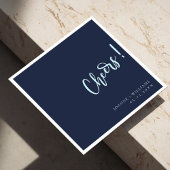 Elegant Blue Hand Lettering Cheers Wedding Serviette