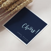 Elegant Blue Hand Lettering Cheers Wedding Serviette