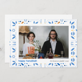 Elegant Blue Happy Hanukkah Family 1 Foto Feiertagskarte