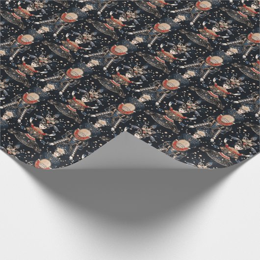 Elegant Blue Harlequin, Black Geschenkpapier (Ecke)