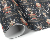 Elegant Blue Harlequin, Black Geschenkpapier (Rolleneckpunkt)