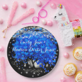 Elegant Blue Heart Leaf Tree Wedding Pappteller (Party)
