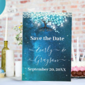 Elegant Blue Heart Leaf Tree Wedding SPAREN SIE DA Einladung