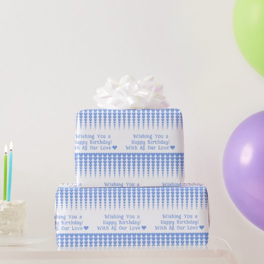 Elegant Blue Heart Tinsels, Personalisierter Gebur Geschenkpapier (Partygeschenke)