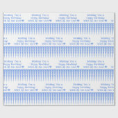 Elegant Blue Heart Tinsels, Personalisierter Gebur Geschenkpapier (Flach)