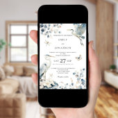 Elegant Blue Heron Foliage Wedding Einladung