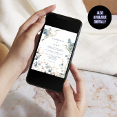 Elegant Blue Herons Foto QR Code Wedding Einladung