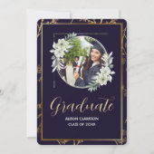 Elegant Blue High School Graduate 2025 Foto Party Einladung (Vorderseite)