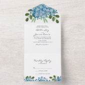 Elegant Blue Hydrangea All in One Wedite Einladung (Innen Boden)