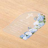 Elegant Blue Hydrangea Arch First Communion Acryleinladungen (Ablage )