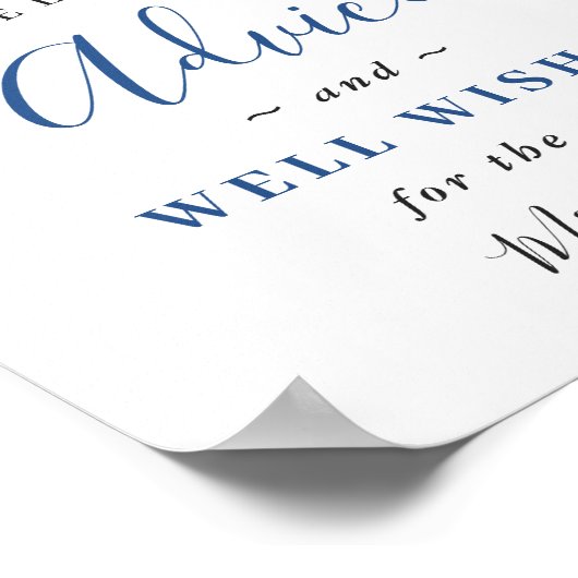 Elegant Blue Hydrangea Beratung & Wünsche Hochzeit Poster (Ecke)