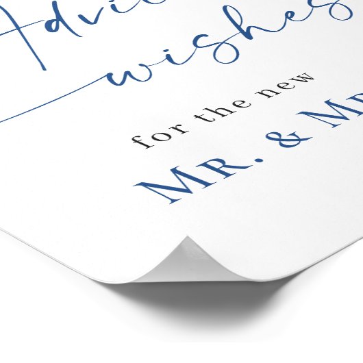 Elegant Blue Hydrangea Beratung & Wünsche Hochzeit Poster (Ecke)