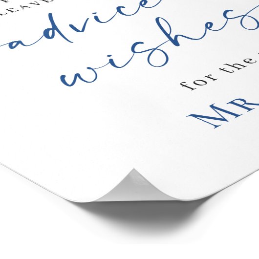 Elegant Blue Hydrangea Beratung & Wünsche Hochzeit Poster (Ecke)