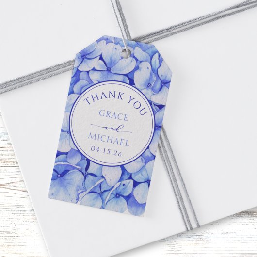 Elegant Blue Hydrangea Blume Wedding Vielen Dank Geschenkanhänger