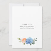 Elegant Blue Hydrangea Blush Pink Roses Wedding Einladung (Rückseite)
