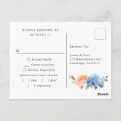 Elegant Blue Hydrangea Blush Rose Hochzeit RSVP Postkarte (Rückseite)