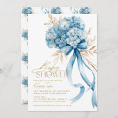 Elegant Blue Hydrangea Bow Baby Shower Einladung (Vorne/Hinten)