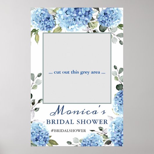 Elegant Blue Hydrangea Brautparty Foto Prop Poster (Vorne)