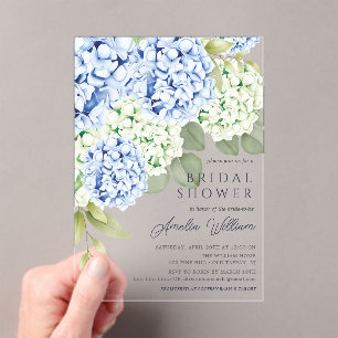 Elegant Blue Hydrangea Bridal Dusche Einladung