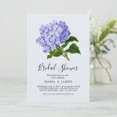 Elegant Blue Hydrangea Bridal Dusche Einladung (Stehend Vorderseite)