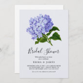 Elegant Blue Hydrangea Bridal Dusche Einladung (Vorne/Hinten)