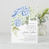 Elegant Blue Hydrangea Bridal Dusche Einladung (Stehend Vorderseite)