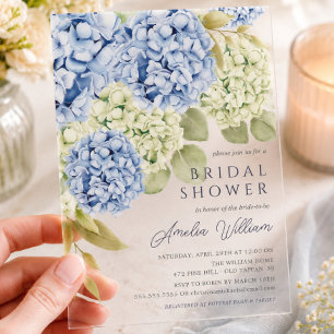 Elegant Blue Hydrangea Bridal Dusche Einladung