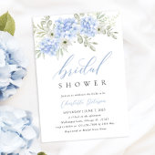 Elegant Blue Hydrangea Bridal Dusche Einladung