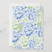 Elegant Blue Hydrangea Bridal Dusche Einladung (Rückseite)