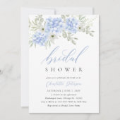 Elegant Blue Hydrangea Bridal Dusche Einladung (Vorderseite)