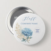 Elegant Blue Hydrangea Dankeschön-Logo Button (Vorne & Hinten)