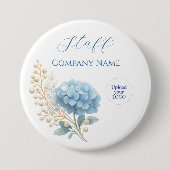 Elegant Blue Hydrangea Dankeschön-Logo Button (Vorderseite)