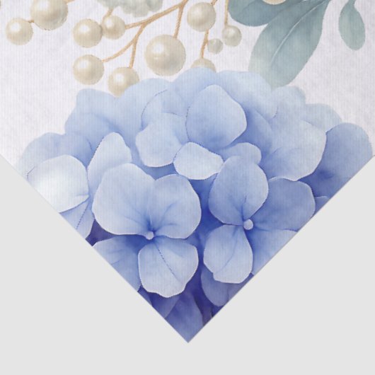 Elegant Blue Hydrangea Dankeschön-Logo Seidenpapier (Ausschnitt)